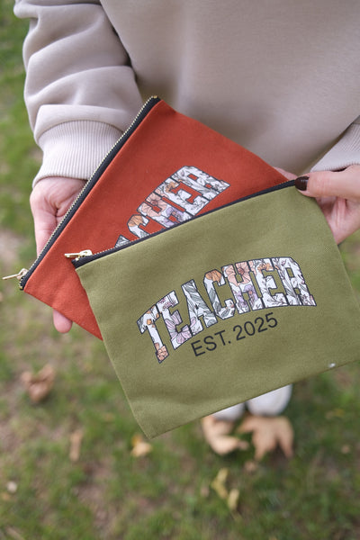 KİŞİSELLEŞTİRİLEBİLİR FLORAL TEACHER KANVAS EL ÇANTASI