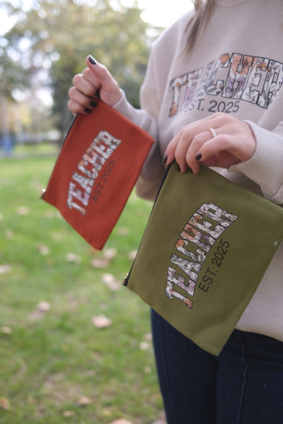 KİŞİSELLEŞTİRİLEBİLİR FLORAL TEACHER KANVAS EL ÇANTASI