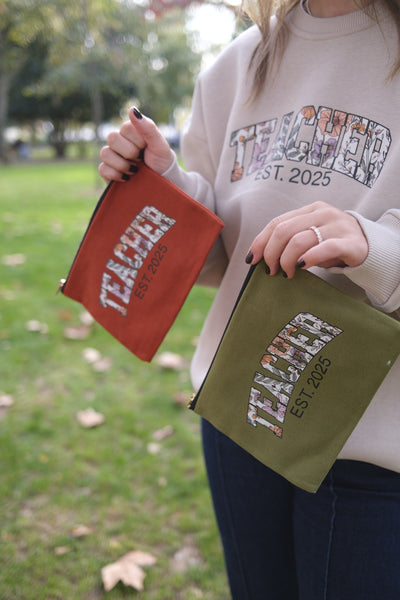 KİŞİSELLEŞTİRİLEBİLİR FLORAL TEACHER KANVAS EL ÇANTASI