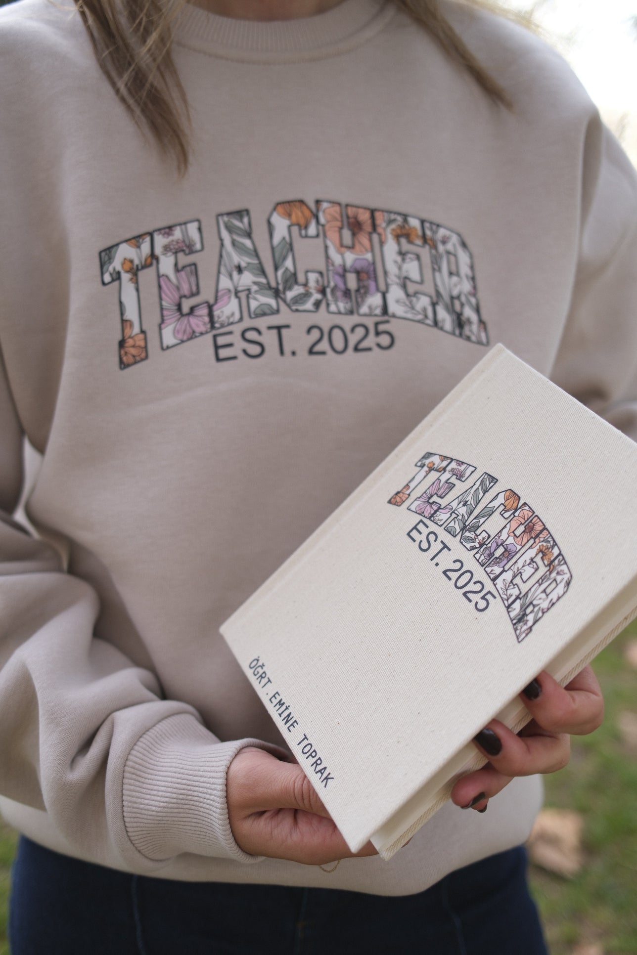 FLORAL TEACHER KİŞİSELLEŞTİRİLEBİLİR SWEATSHIRT