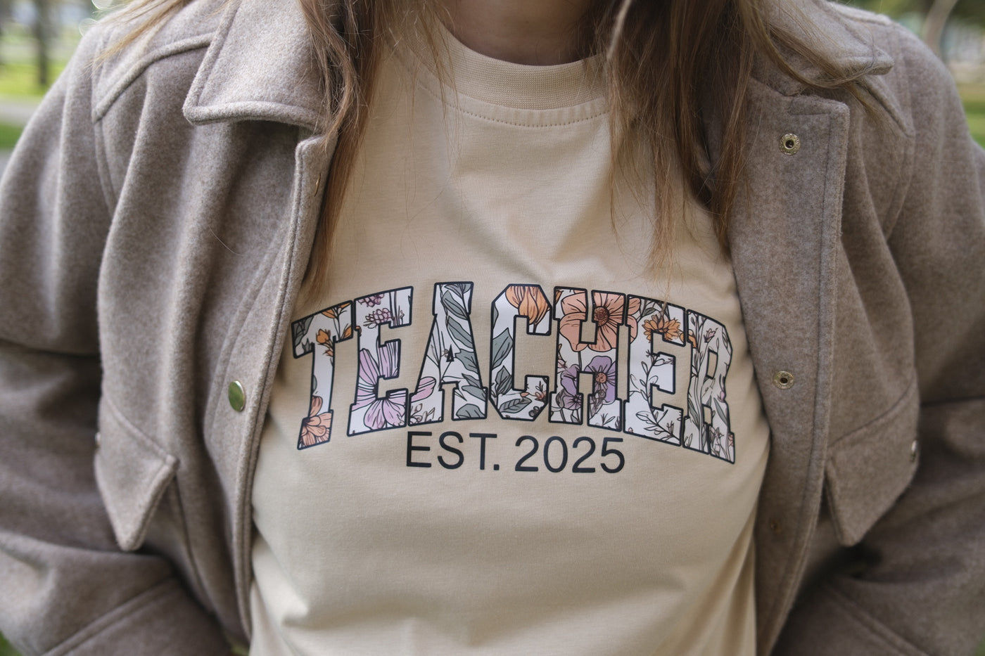FLORAL TEACHER KİŞİSELLEŞTİRİLEBİLİR T-SHIRT