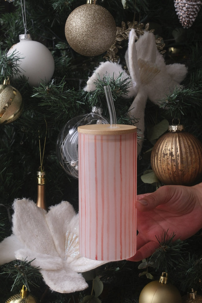 BLUSH STRIPES BUZLU CAM BARDAK | 600ML