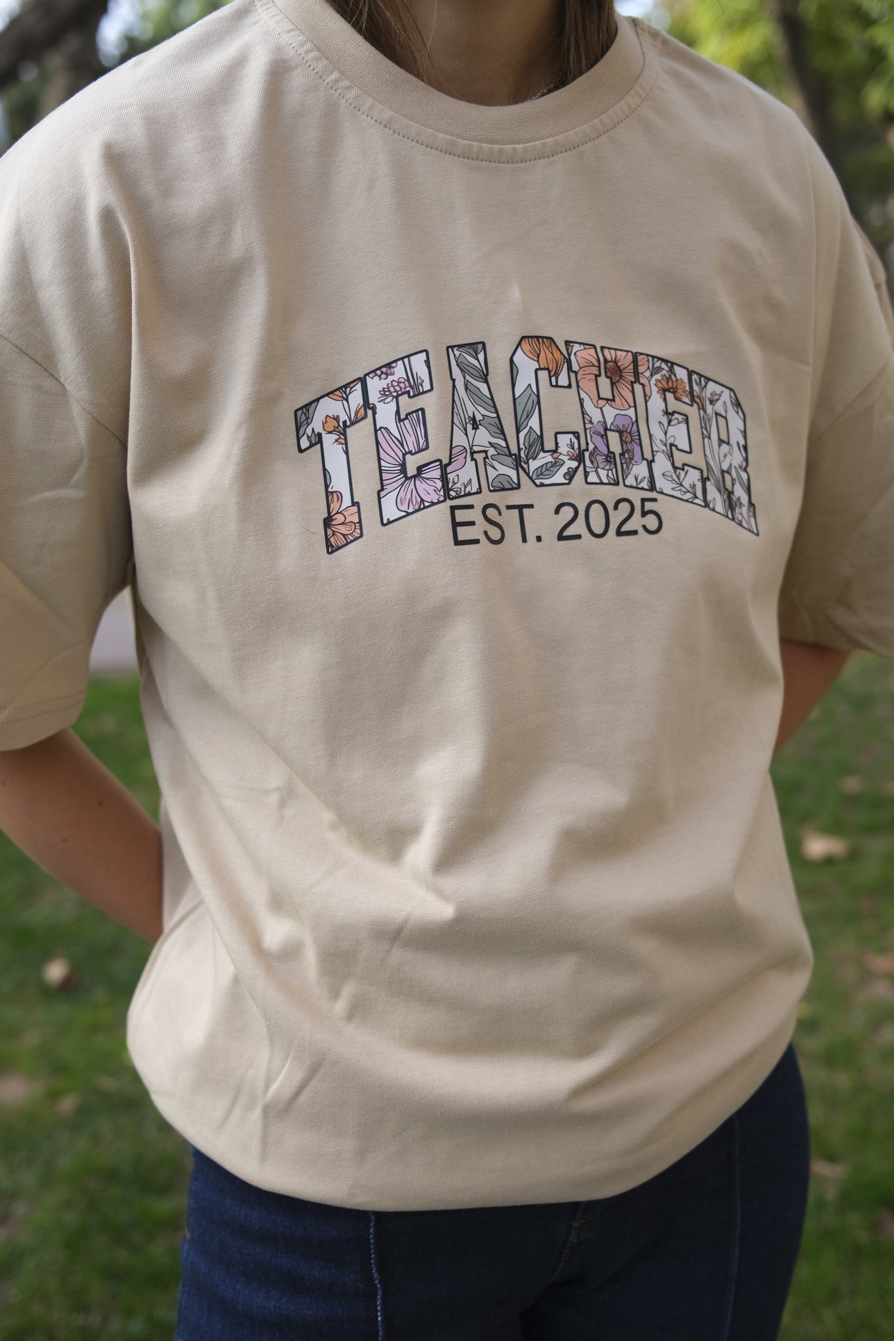 FLORAL TEACHER KİŞİSELLEŞTİRİLEBİLİR T-SHIRT