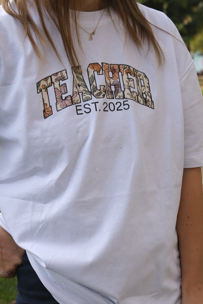 FLORAL TEACHER KİŞİSELLEŞTİRİLEBİLİR T-SHIRT