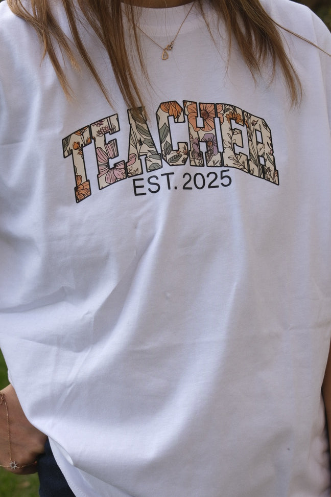 FLORAL TEACHER KİŞİSELLEŞTİRİLEBİLİR T-SHIRT
