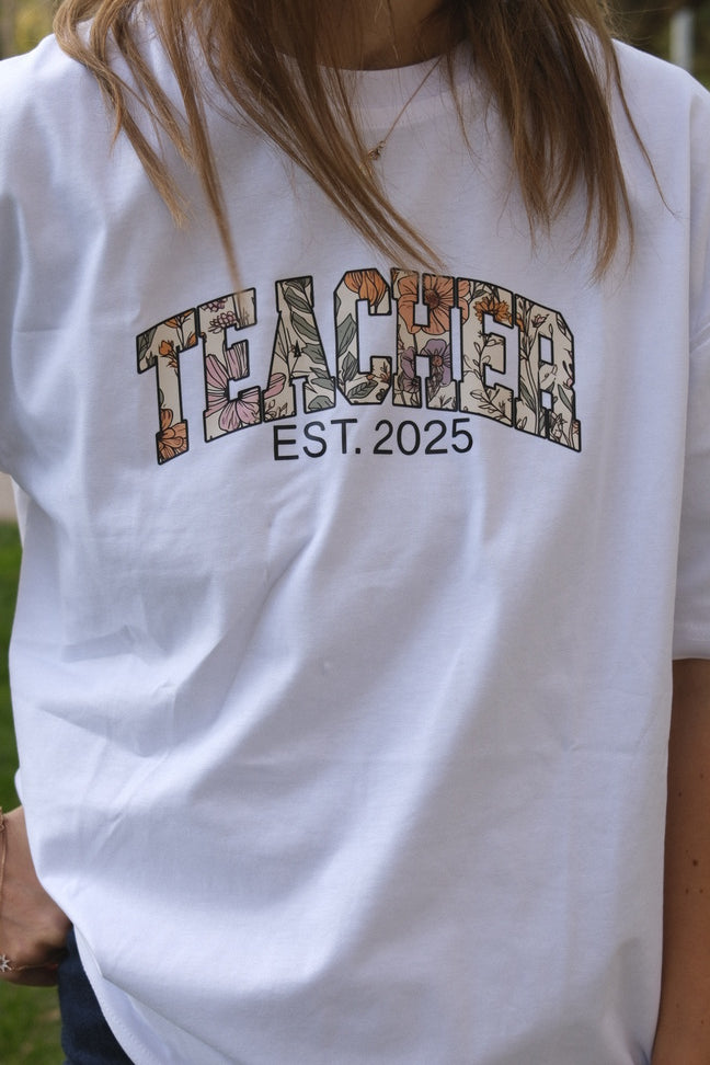 FLORAL TEACHER KİŞİSELLEŞTİRİLEBİLİR T-SHIRT