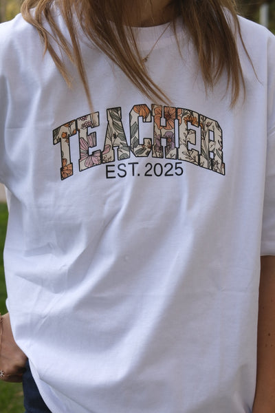 FLORAL TEACHER KİŞİSELLEŞTİRİLEBİLİR T-SHIRT