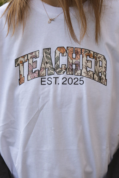 FLORAL TEACHER KİŞİSELLEŞTİRİLEBİLİR T-SHIRT