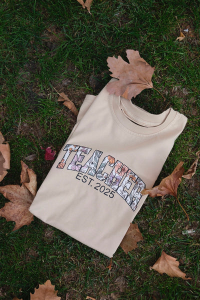 FLORAL TEACHER KİŞİSELLEŞTİRİLEBİLİR T-SHIRT