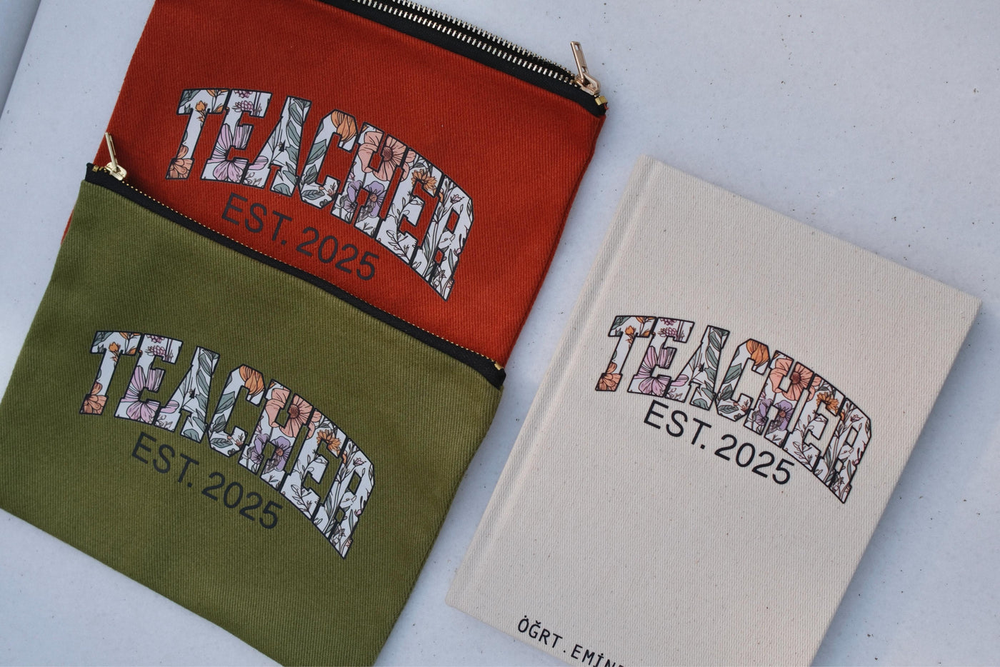 KİŞİSELLEŞTİRİLEBİLİR FLORAL TEACHER KANVAS EL ÇANTASI