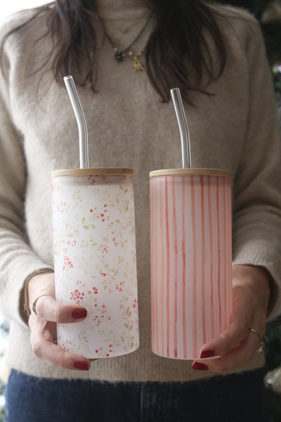 BLUSH STRIPES BUZLU CAM BARDAK | 600ML