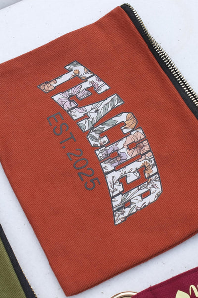 KİŞİSELLEŞTİRİLEBİLİR FLORAL TEACHER KANVAS EL ÇANTASI