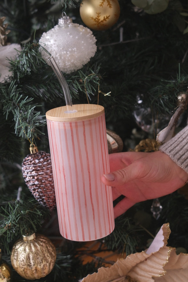 BLUSH STRIPES BUZLU CAM BARDAK | 600ML