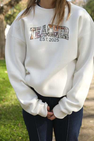 FLORAL TEACHER KİŞİSELLEŞTİRİLEBİLİR SWEATSHIRT
