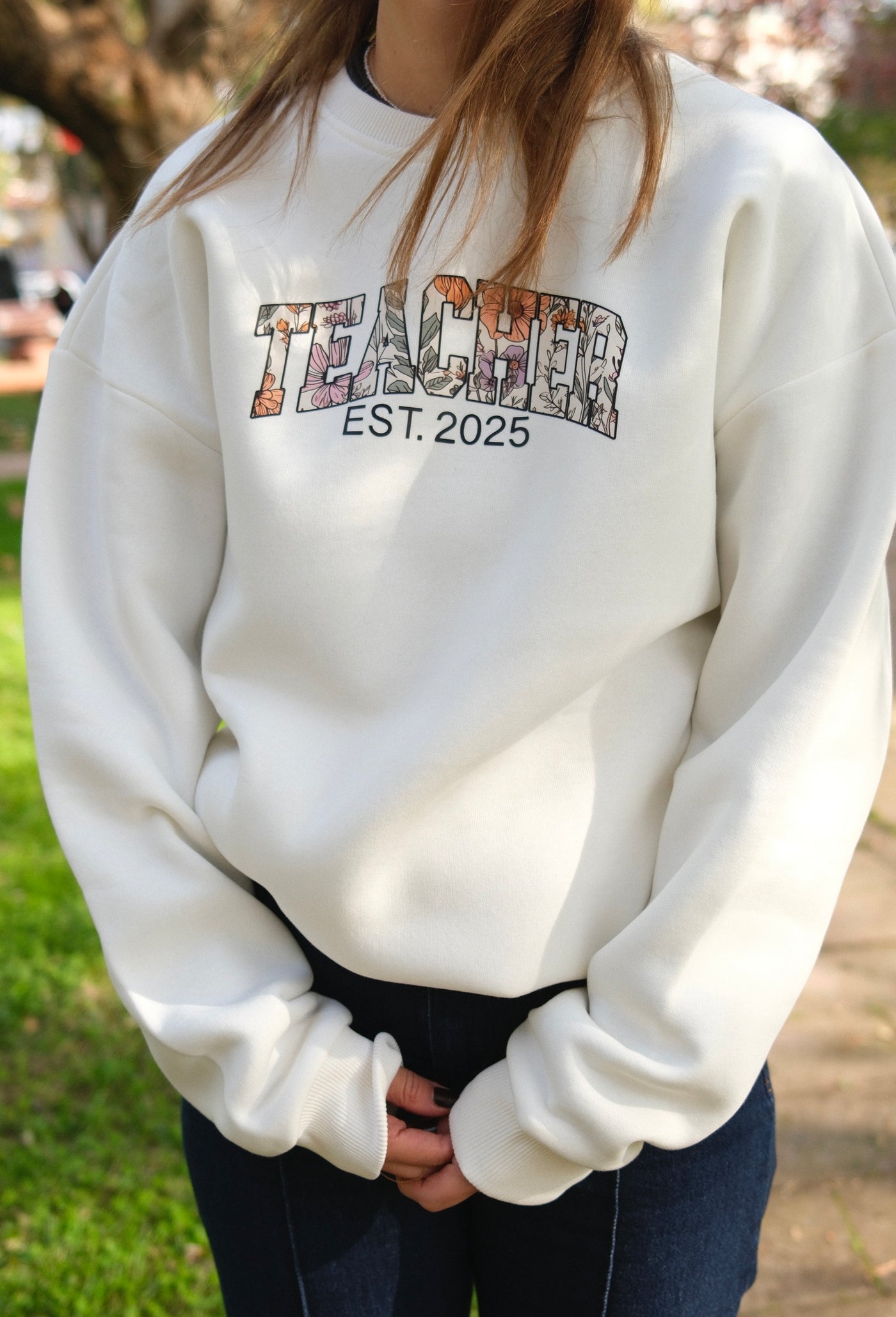 FLORAL TEACHER KİŞİSELLEŞTİRİLEBİLİR SWEATSHIRT