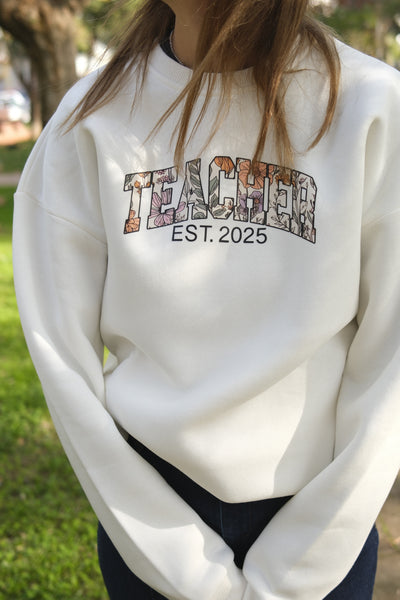 FLORAL TEACHER KİŞİSELLEŞTİRİLEBİLİR SWEATSHIRT