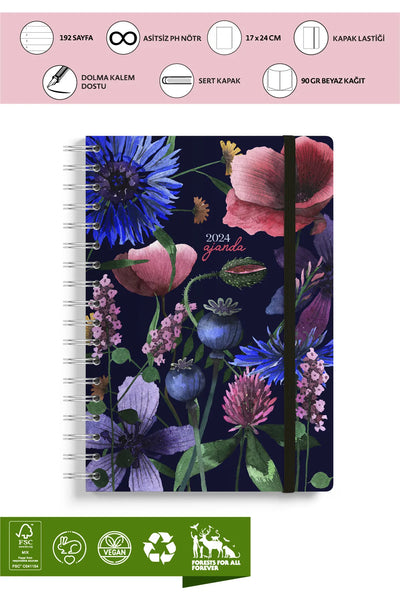 VICTORIA'S JOURNALS SECRET GARDEN Spiralli 2024 Haftalık Ajanda 17x24